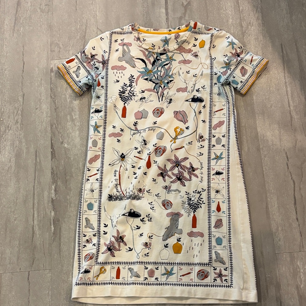 Tory Burch Floral Print Dress with Yellow Accents